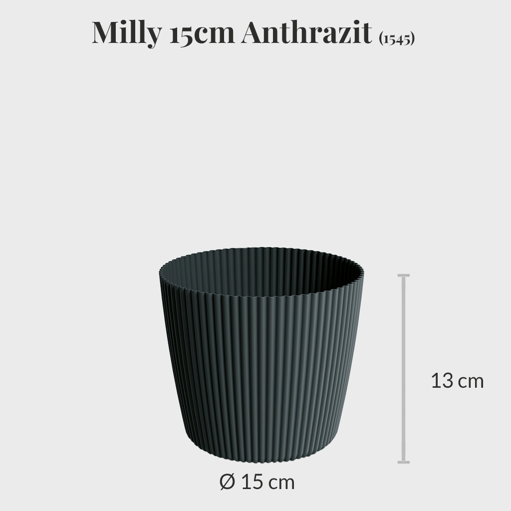 4er Übertopfset 2L 2S Milly Anthrazit-Grau