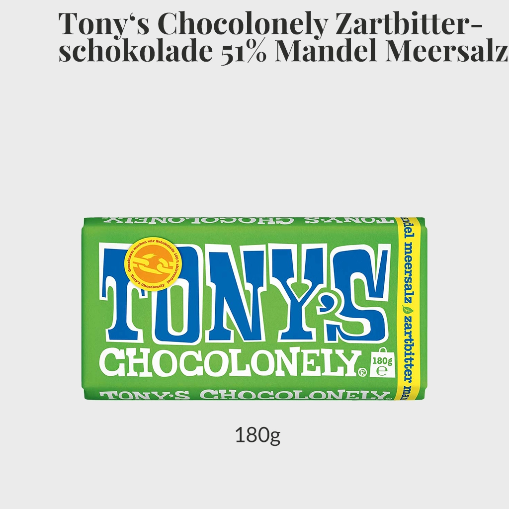 Tony's Chocolonely Zartbitterschokolade Mandel Meersalz (VEGAN)