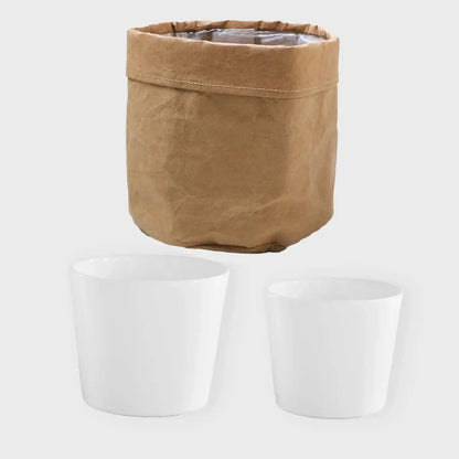 3er Übertopfset 1L 1M 1S Weiß-Natur