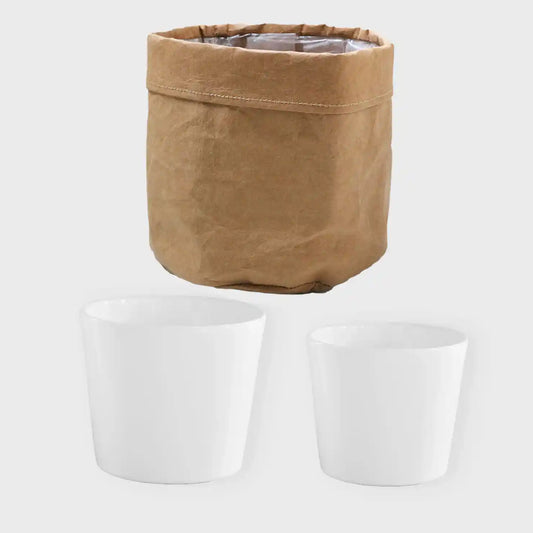 3er Übertopfset 1L 1M 1S Weiß-Natur