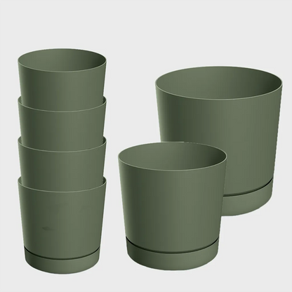 6er Übertopfset 1L 1M 4S Modern Grün