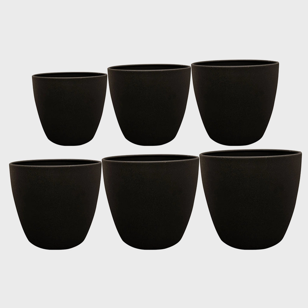 6er Übertopfset Outdoor Alisa Mattschwarz