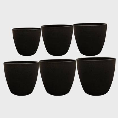 6er Übertopfset Outdoor Alisa Mattschwarz
