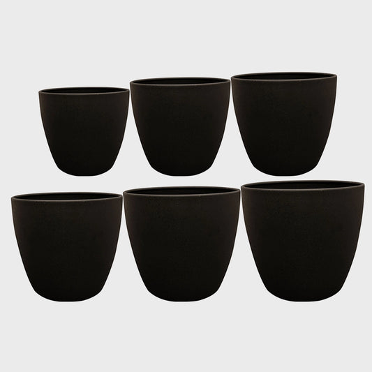 6er Übertopfset Outdoor Alisa Mattschwarz