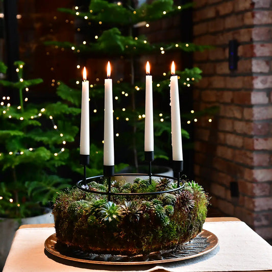 Adventskranz aus Moos und Sukkulenten Ø 35cm