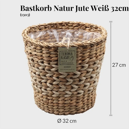 Übertopf aus Seegras mit Jute Band dekorativ genäht 32cm Durchmesser