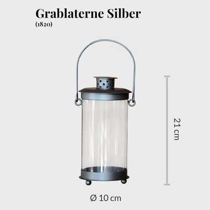 Grablaterne Silber mit Kerze 6 Tage Brenndauer