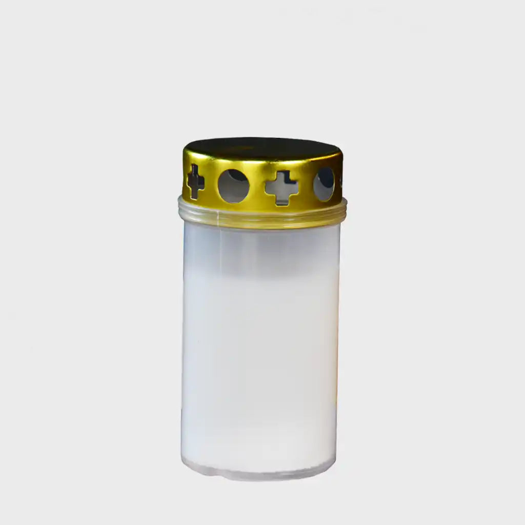 Grablicht Weiß mit Golddeckel