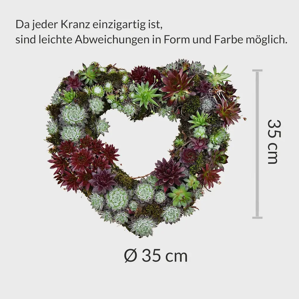 Grabschmuck Sukkulenten Herz Ø 35cm