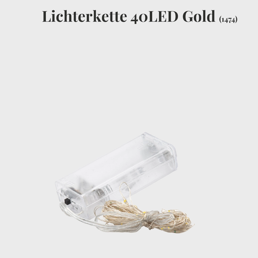 Lichterkette 40LED (Warmweiß) Gold mit Batteriefach und Timer