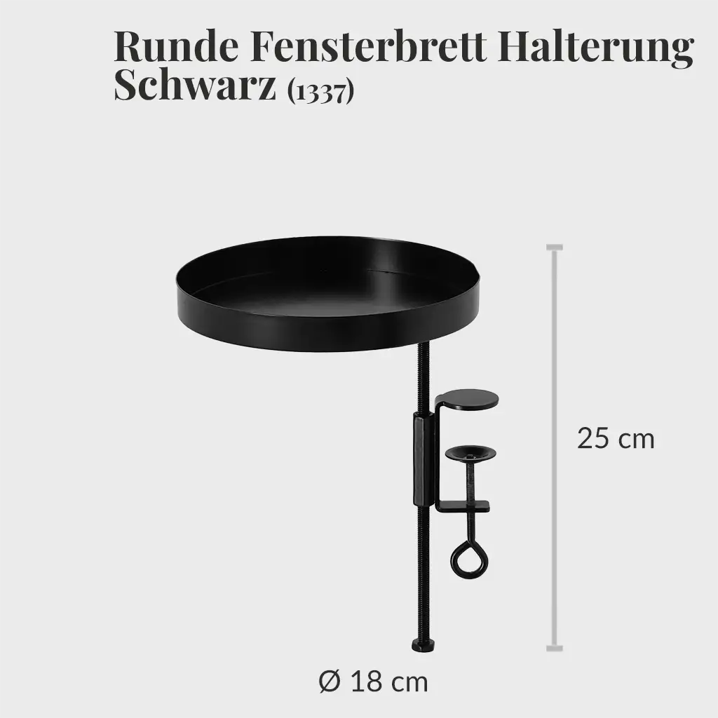 Fensterbretthalterung aus Metall in Schwarz