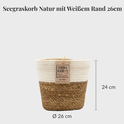 Seegraskorb Natur mit Weißem Rand 26cm