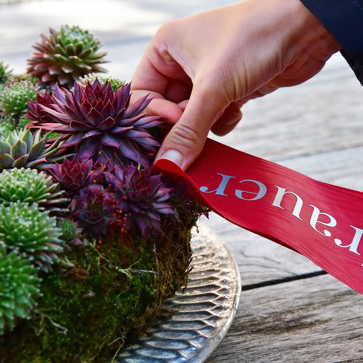 Trauerkranz mit Schleife Modern Ø 25cm