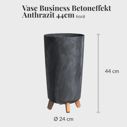 Vase in Betonoptik Anthrazit für Büropflanzen