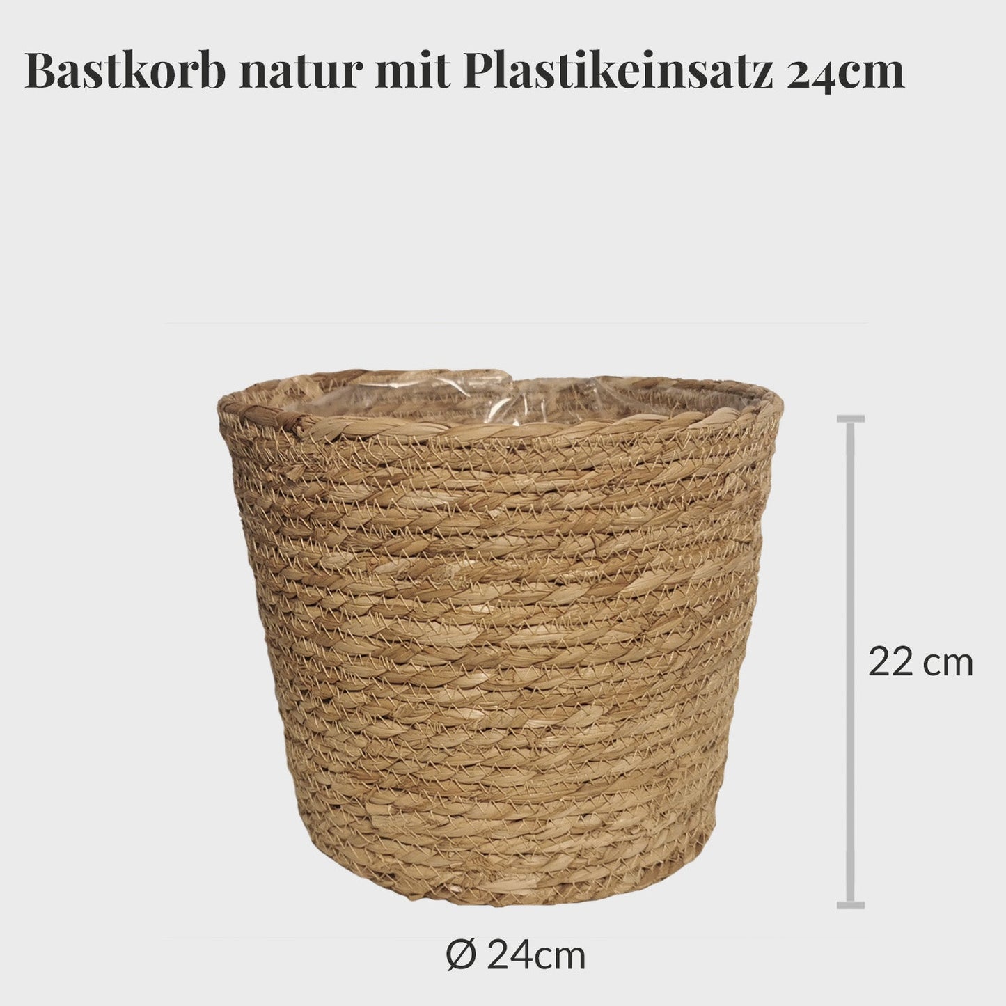 Bastkorb Natur 24cm mit Hydroeinsatz